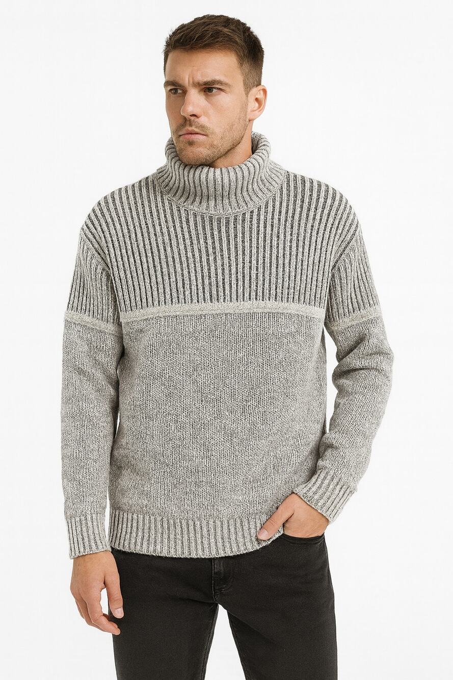 Nick Danger New Chunky Knit Turtleneck Sweater Mens Marled Ribbed Pullover Large